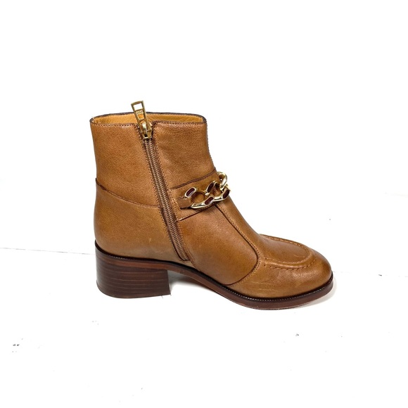 See By Chloe Mahe Women’s Ankle Boots Brown Gold Chain Embellished Size 36 US 5 - Picture 2 of 12